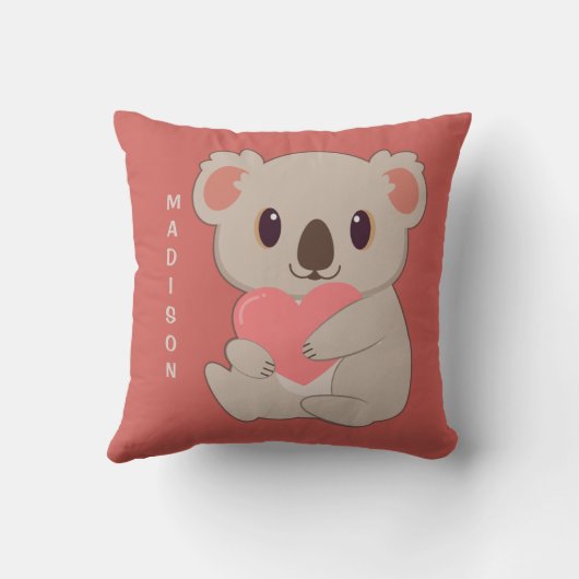 Aangepaste naam en kleurenliefde Koala Kussen (Achterkant)