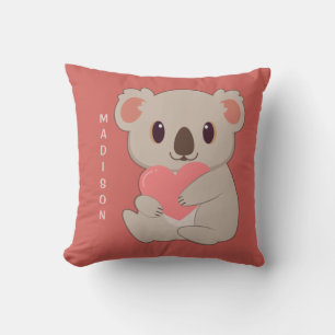 Aangepaste naam en kleurenliefde Koala Kussen
