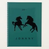 Aangepaste naam en kleurentanner met paardenkoppel planner (Voorkant)