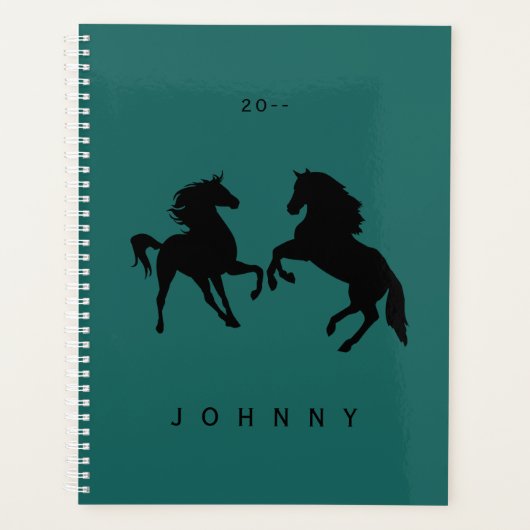 Aangepaste naam en kleurentanner met paardenkoppel planner (Voorkant)