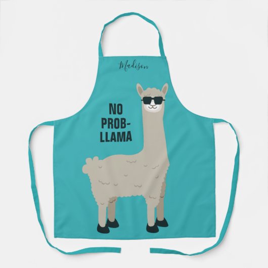 Aangepaste naam en kleurpron voor Cool Llama Schort (Voorkant)