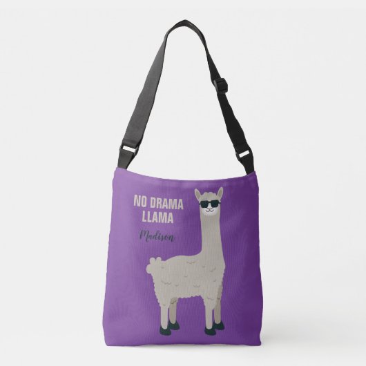 Aangepaste naam en kleurtassen voor Cool Llama Crossbody Tas (Voorkant)