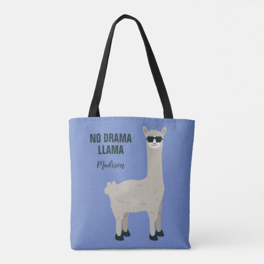 Aangepaste naam en kleurtassen voor Cool Llama Tote Bag (Achterkant)