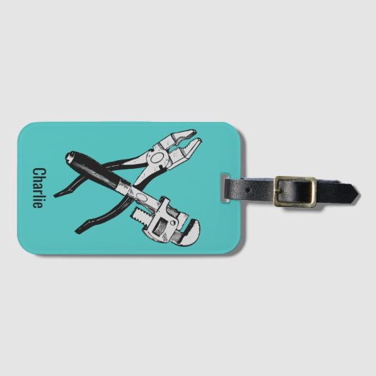 Aangepaste naam en kleurTOOLS Bagagelabel (Voorkant (horizontaal))