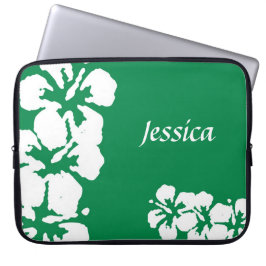 Aangepaste naam en laptophoes met hibiscussen laptop sleeve