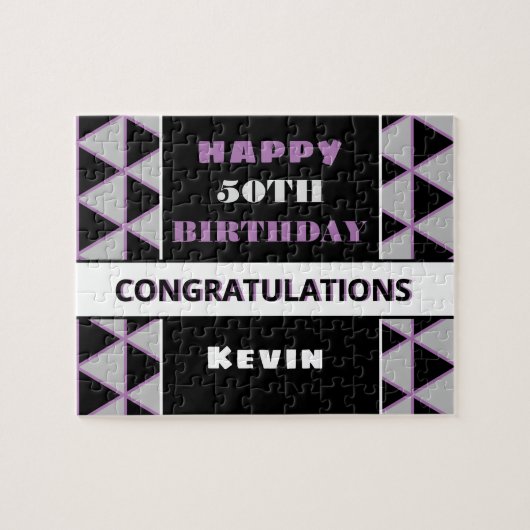 Aangepaste naam en leeftijd 50e verjaardag puzzel (Horizontaal)