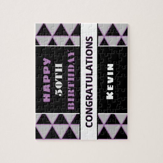 Aangepaste naam en leeftijd 50e verjaardag puzzel (Verticaal)