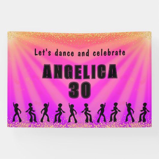 Aangepaste naam en leeftijd verjaardag spandoek (Horizontaal)