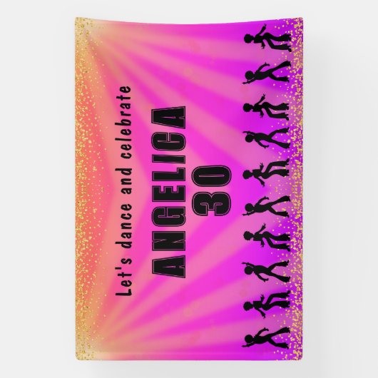 Aangepaste naam en leeftijd verjaardag spandoek (Verticaal)