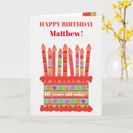 Aangepaste naam en leeftijd verjaardagstaart Kaart (Gele Bloem)