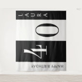 Aangepaste naam- en leeftijdsbanner, zwart-witte v wandkleed (Voorkant)