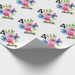 Aangepaste naam en leeftijdscode voor kleine meisj cadeaupapier