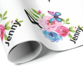 Aangepaste naam en leeftijdscode voor kleine meisj cadeaupapier (Rol Hoek)