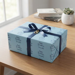 Aangepaste naam en leeftijdsontwerp voor verjaarda cadeaupapier