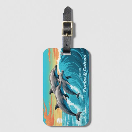 Aangepaste naam en locatie Dolphin Bagagelabel (Voorkant (verticaal))