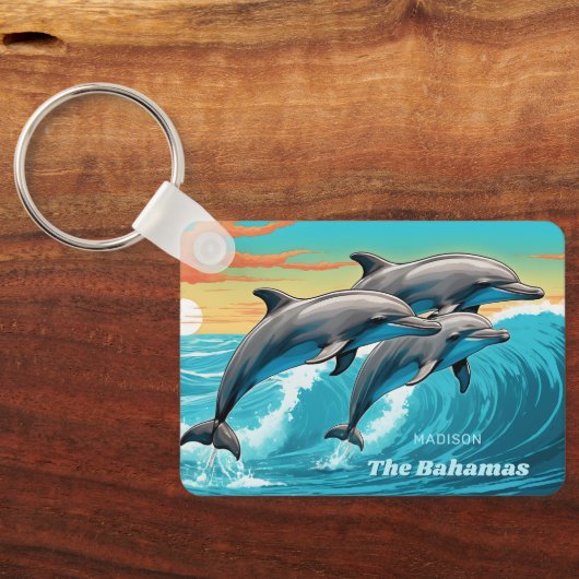 Aangepaste naam en locatie Dolphin Sleutelhanger (Achterkant)