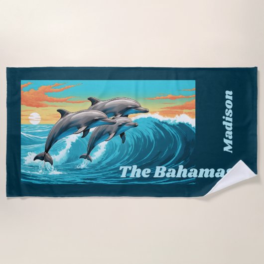 Aangepaste naam en locatie Dolphin Strandlaken (Voorkant)