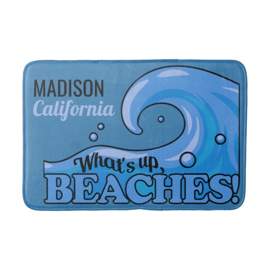 Aangepaste naam en locatie Funny Beach Wave badmat (Voorkant)