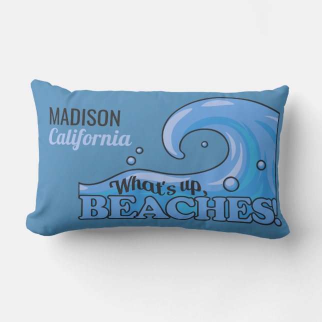 Aangepaste naam en locatie Funny Beach Wave-kussen Buitenkussen (Voorkant)