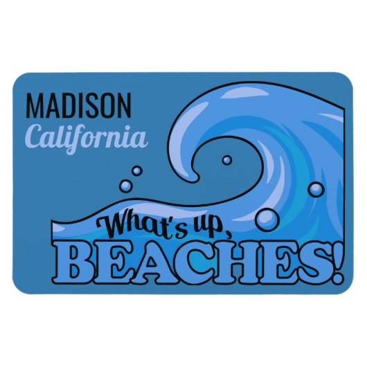 Aangepaste naam en locatie Funny Beach Wave magnet Magneet (Horizontaal)