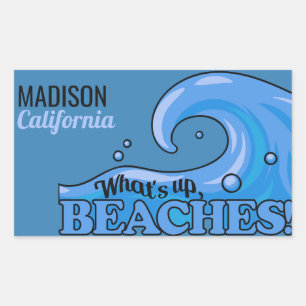 Aangepaste naam en locatie Funny Beach Wave-sticke Rechthoekige Sticker