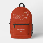 Aangepaste naam en locatie Scuba Diver Bedrukte Rugzak (Voorkant)