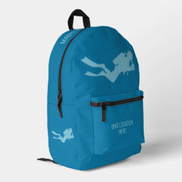 Aangepaste naam en locatie Scuba Diver Bedrukte Rugzak