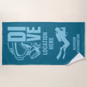 Aangepaste naam en locatie Scuba Diving Strandlaken (Voorkant)