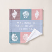 Aangepaste naam en locatie Seashells Patroon Bad Handdoek (Wasdoekje)