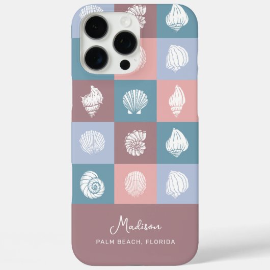 Aangepaste naam en locatie Seashells Patroon Case-Mate iPhone Case (Achterkant)