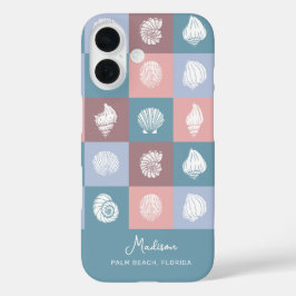 Aangepaste naam en locatie Seashells Patroon iPhone 16 Hoesje