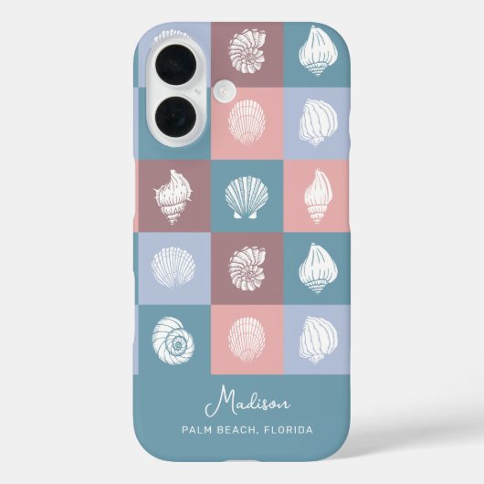 Aangepaste naam en locatie Seashells Patroon Case-Mate iPhone Case (Achterkant)