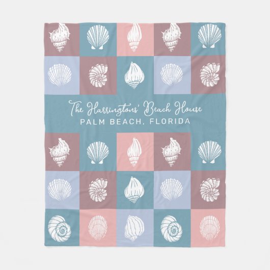 Aangepaste naam en locatie Seashells Patroon Fleece Deken (Voorkant)