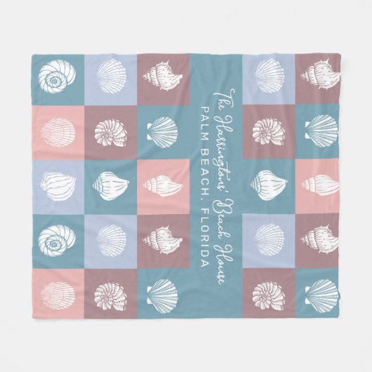 Aangepaste naam en locatie Seashells Patroon Fleece Deken (Voorkant (Horizontaal))