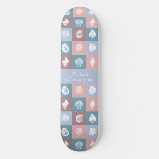 Aangepaste naam en locatie Seashells Patroon Persoonlijk Skateboard (Voorkant)