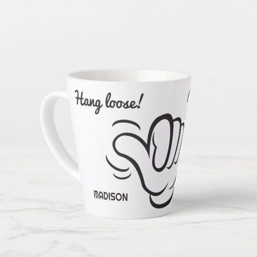 Aangepaste naam en locatie Shaka Latte Mok (Linkerhoek)