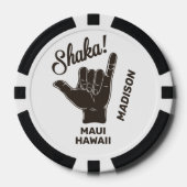 Aangepaste naam en locatie Shaka Poker Chips (Voorkant)