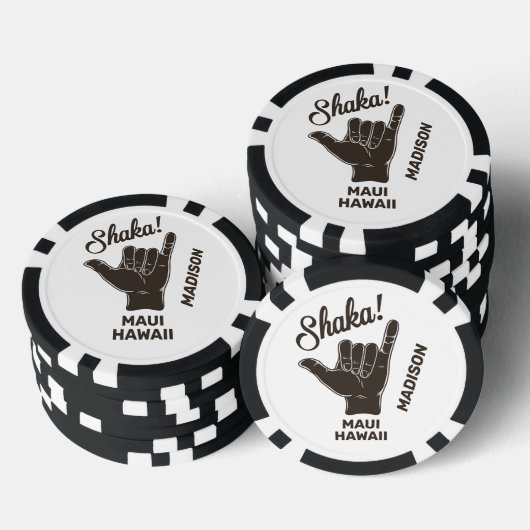 Aangepaste naam en locatie Shaka Poker Chips (Opstapeling)