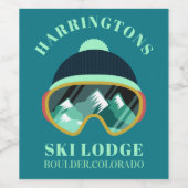 Aangepaste naam en locatie Skimasker Wijn Etiket (Enkel label)