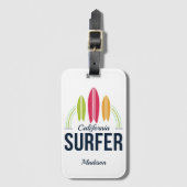 Aangepaste naam en locatie Surfer Bagagelabel (Voorkant (verticaal))