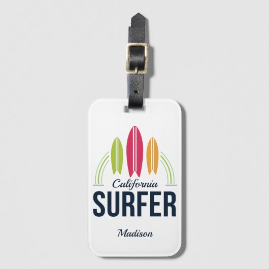 Aangepaste naam en locatie Surfer Bagagelabel (Voorkant (verticaal))