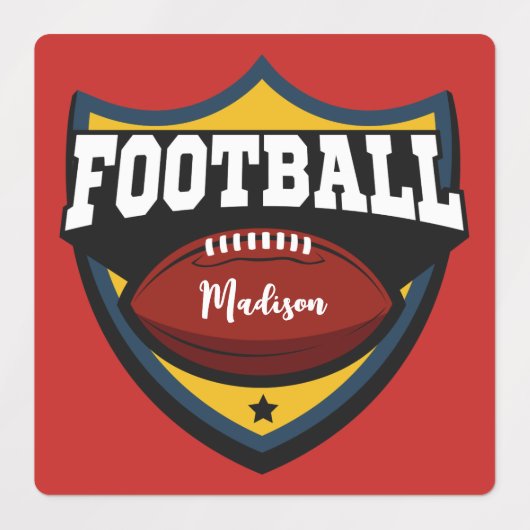 Aangepaste naam en Logo Football kleur Labels (Design 1)
