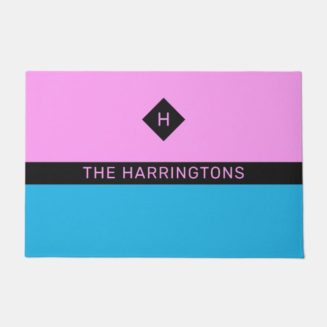 Aangepaste naam en monogram deurmat (Voorkant)