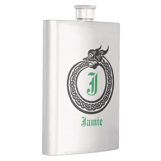 Aangepaste naam en Monogram Keltische stijl Ourobo Flacon (Rechts)