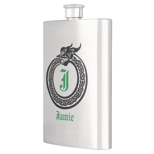 Aangepaste naam en Monogram Keltische stijl Ourobo Flacon (Links)