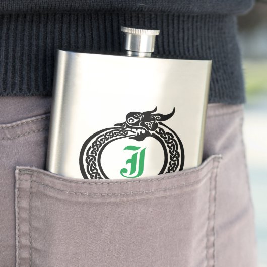 Aangepaste naam en Monogram Keltische stijl Ourobo Flacon (Voorbeeld)