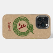Aangepaste naam en monogram Keltische stijl Ourobo iPhone Hoesje (Achterkant horizontaal)