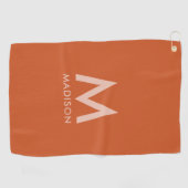 Aangepaste naam en monogram | Modern minimalist Golfhanddoek (Horizontaal)