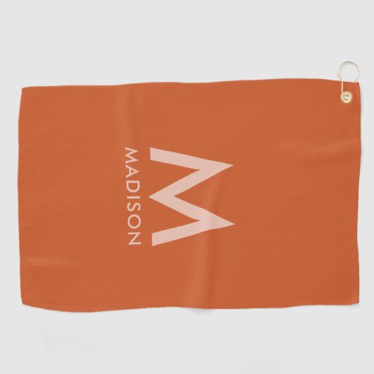 Aangepaste naam en monogram | Modern minimalist Golfhanddoek (Horizontaal)