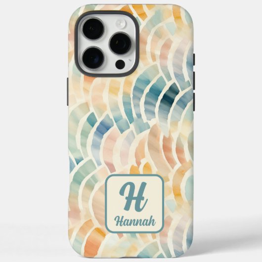 Aangepaste Naam en Monogrammed Waterverf Patroon Case-Mate iPhone Case (Achterkant)